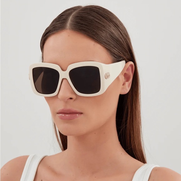 NEW GUCCI GG1402SA 004 OVERSIZED IVORY BROWN WOMEN SUNGLASSES GUCCI - Picture 2 of 12